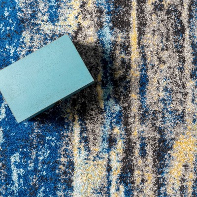 Elysian Blue Abstract Easy-Care Rectangular Rug, 2'x3'