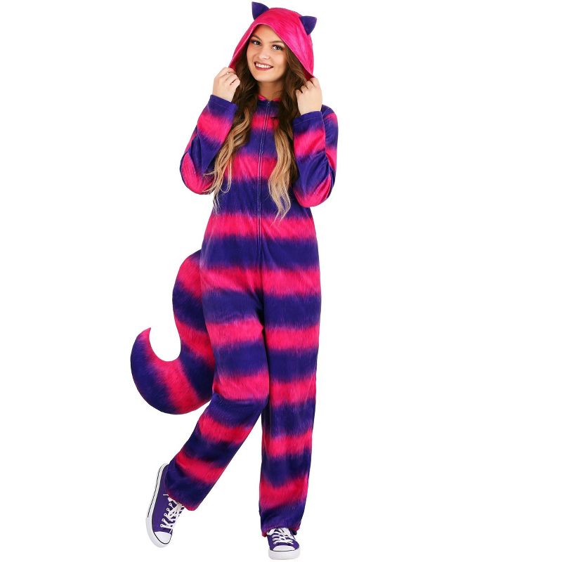 HalloweenCostumes.com Adult Cheshire Cat Onesie Costume., 1 of 5