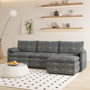 Gaomon 108" XL Modular Sectional Couch, Deep Seat Modern Chenille L Shaped Modular Sofa, Cloud Couch for 4 with Movable Ottoman - 1 of 4