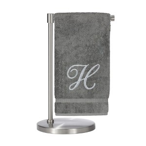 BC BARE COTTON Monogrammed Bath Towel, Personalized Gift, 27 x 54 inches - Set of 2 - Gray - Silver Script - 1 of 1