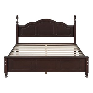 TIRAMISUBEST Queen Size Platform Bed Frame - Retro Wooden Bed with Slat Support, Solid White Finish, No Box Spring Needed - 1 of 4