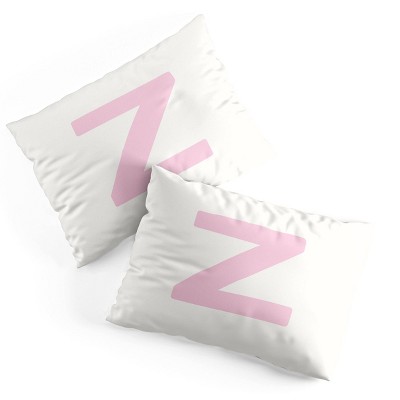 Deny Designs Standard April Lane Art Block Pink Monogram Z Microfiber Printed Pillow Sham