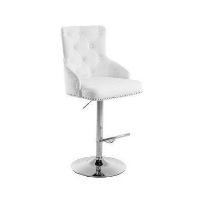 Meridian Furniture,Claude White Velvet Adjustable Stool
