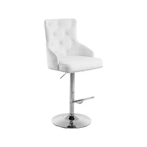 Meridian Furniture,Claude White Velvet Adjustable Stool - 1 of 4