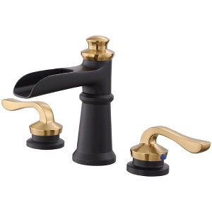BWE 8 in. Waterfall Widespread 2-Handle 3 Holes Bathroom Faucet With Metal Drain in Spot Resist - 1 of 4