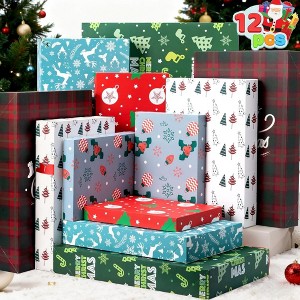 Joyfy 12-Pack Christmas Gift Boxes, 17" Large Robe/Shirt Wrap Boxes with Lids, Present Box for Gift-Giving Wrapping Favors Party Decoration - 1 of 4