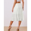 INSPIRE CHIC Women's Midi Solid Elastic Waist Flare Tiered A-Line Skirt with Pockets - 4 of 4