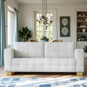 GDFStudio Elenor 82" Modern 3-Seater Tufted Chenille Upholstered Sofa with Stainless Steel Legs - 1 of 4