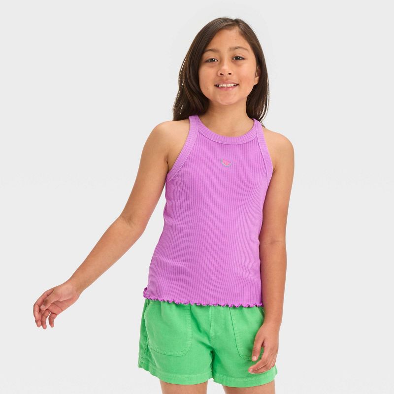 Girls&#39; High Neck Ribbed Tank Top - Cat &#38; Jack&#8482;, 1 of 4