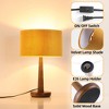 18.5" Walnut Tapered Wood Table Lamp with Velvet Drum Shade for Bedside, Living Room, Reading Corner, Café, Guest Lounge, or Hotel Room - 3 of 4