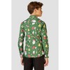 OppoSuits Teen Boys Christmas Shirt - Festive X- Mas Holiday Icons Button Up Dress Shirt - Slim Fit - Green - Long sleeve  - Size 14 Years - 2 of 4