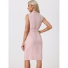 Allegra K Women's Sleeveless V Neck Notched Lapel Double Breasted Belted Work Office Dress - 4 of 4