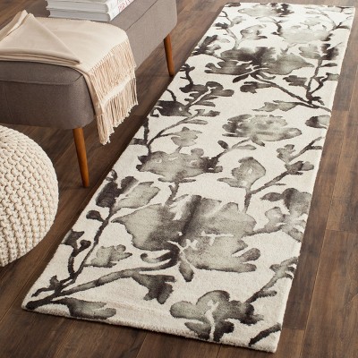 Ivory Charcoal Hand-Tufted Wool and Cotton Area Rug