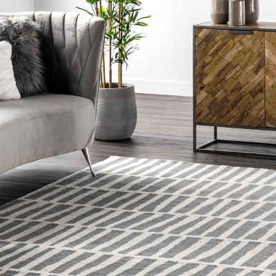 Gray Geometric Hand-Tufted Wool Rectangular Area Rug