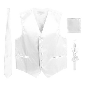 Gioberti Men's Formal 4pc Satin Vest Necktie Bowtie and Pocket Square - 1 of 2