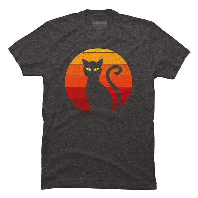 Men's Design By Humans Vintage Retro Sunset Halloween Black Cat I By lemonpepper T-Shirt