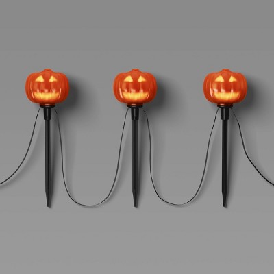 9pc LED Animated Halloween Pumpkin Silhouette Stake Lights with Monster Mash Music White - Hyde and EEK! Boutique™