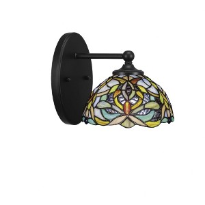 Toltec Lighting Capri 1 - Light Sconce in  Matte Black with 7" Kaleidoscope Art Glass Shade - 1 of 1