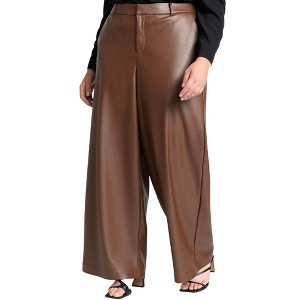 ELOQUII Women's Plus Size Wide Leg Faux Leather Pant - 1 of 4