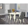 HomeStock 3-Piece Linen White Finish Solid Wood Top Dining Table Set - 2 of 4