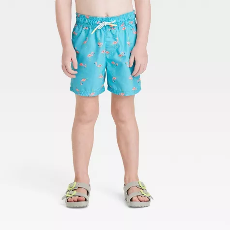 Toddler Boys' Flamingo Swim Shorts - Cat & Jack™ Blue, image 1 of 6 slides