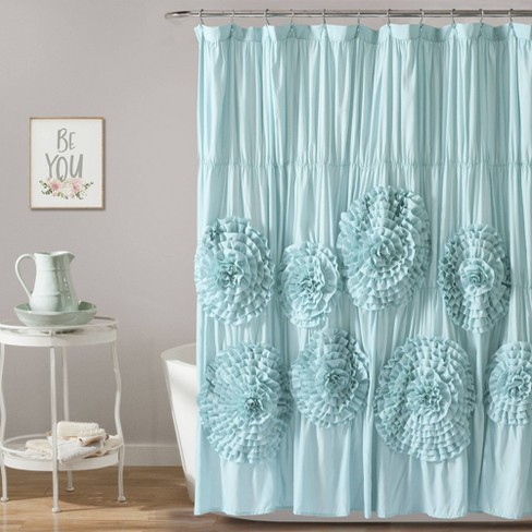 Serena Flower Texture Shower Curtain Spa Blue Lush D cor Target