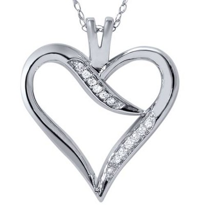 Pompeii3 Diamond Heart Pendant in White, Yellow, or Rose Gold 18" Necklace