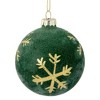 Northlight Velvet Glass Christmas Ball Ornaments with Gold Snowflakes - 3" (80mm) - Green - 4ct - 4 of 4
