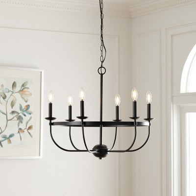 Lannan 23" Black Steel Chandelier with Faux Candle Lights