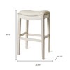 HomeRoots 31" Bone and Antiqued White Fabric and Solid Wood Backless Bar Height Bar Chair - 3 of 4