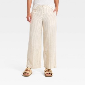 Women's Mid-Rise Linen Straight Leg Pull-On Pants - Universal
