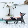 5 Level Adjustable Outdoor Chaise Lounge With Wood Texture,HDPE Patio Chaise Lounge,Patio Lounge Chair With Wheels And Cup Holder -Maison Boucle - 2 of 4