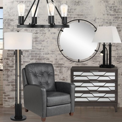 Lacey 17" Black Iron Rustic Farmhouse 4-Light LED Chandelier