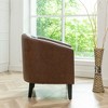 KINWELL PU Leather Tufted Barrel Chair Club Armchair with Nailheads - 4 of 4