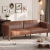 75" Futon Sofa Bed, Convertible Sleeper, Faux Leather Small Couch, Loveseat, Mid-Century Modern Couch for Living Room, Bedroom, Brown - 4 of 4