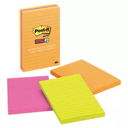 Post-it Super Sticky Lined Notes, 4 x 6 Inches, Rio De Janeiro Colors, pk of 3