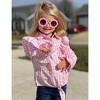 Girls Long Sleeve Ruffle Plaid Shirts Front Button Down Shirts for Girls Waist Knot Plaid Shirts,Pink Plaid - 2XL - 3 of 4