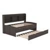 Merax Wooden Captain Bed with Built-in Bookshelves, 3 Storage Drawers & Trundle - 3 of 4
