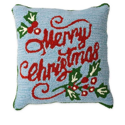 Plow & Hearth Light-Up Merry Christmas Hooked Polypropylene Throw Pillow