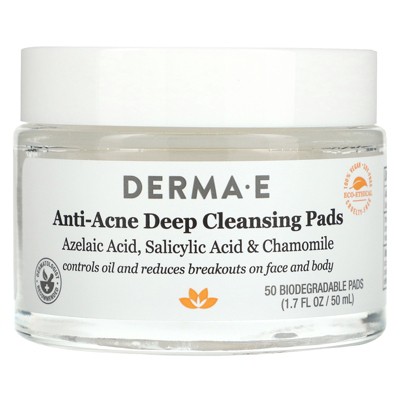 Derma E Anti-acne Deep Cleansing Pads, 50 Pads, 1.7 Fl Oz (50 Ml) : Target