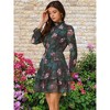 INSPIRE CHIC Women's Floral Long Sleeve Mock Neck Ruffle Layered Smocked Mini Dress - 2 of 4