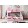 TiramisuBest Pink Solid Wood Castle Style Bunk Bed with Drawers, Shelves and Slide, 106x77x73 inches, 313 pounds - 4 of 4