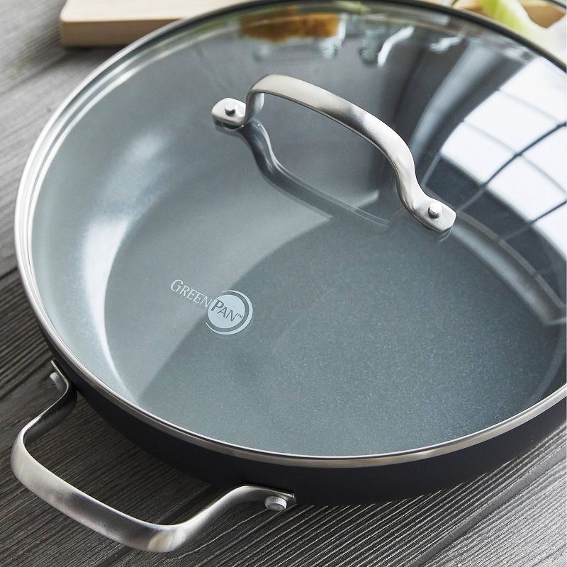 GreenPan Chatham Hard Anodized Healthy Ceramic Nonstick 11&#34; Everyday Frying Pan with 2 Handles and Lid - Gray, 5 of 11