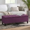 Vynxaria Contemporary Button-Tufted Storage Ottoman with Diamond Stitching and Birch Legs,Purple - 3 of 4