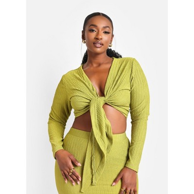 Rebdolls Women's Bea Textured Tie Front Crop Top