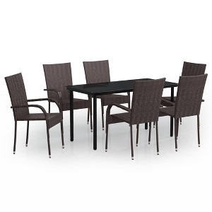 vidaXL Patio Dining Set Outdoor Dining Set Table and Chair Set for Garden - Brown and Black 55.1" Table Length 6 - 1 of 4