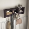GlasFlength Decorative Storage Cabinets Accent Cabinet Entryway Wall Storage Shelf Coat Rack with 4 Dual Hooks for Room, Black, 38.58"*7.87"*13.78" - 3 of 4