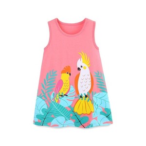 MyKids-USA Summer Hot Selling Cute Cartoon Pattern Sleeveless Dress for Stylish Girls - 1 of 4