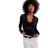 Women's Lace Trim V Neck Long Sleeve Blouse Sheer Mesh Casual Elegant Tops for Work Party - 2 of 4