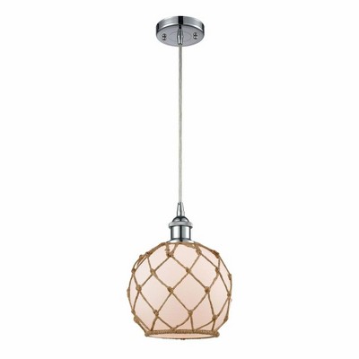 Farmhouse Rope - 1 Light Cord Hung Mini Pendant In Industrial Style-10 Inches Tall and 8 Inches Wide